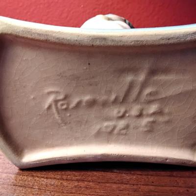 Vintage Roseville Pottery Blue Clematis Triple Vase - #192-5 Circa 1940's