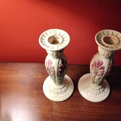 Weller Roma 1910-20s Antique Art Pottery Ceramic Candle Holders
