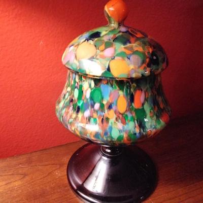 1930s Czech Kralik Art Glass End of Day Candy Dish/Vase  9â€