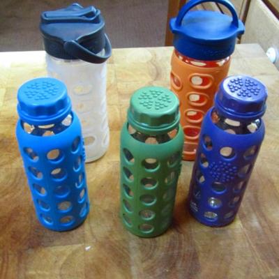 Collection of Lifefactory Water Bottles with Silicone Grips