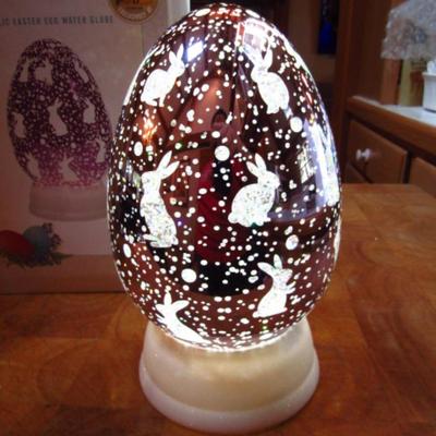 Acrylic Egg Shaped Light-Up Water Globe- Battery Operated