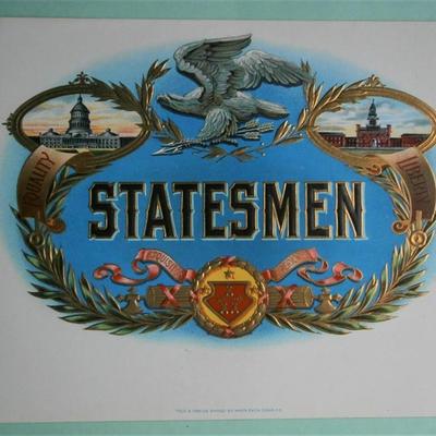 "STATESMEN" Inner Lid Cigar Box Label,