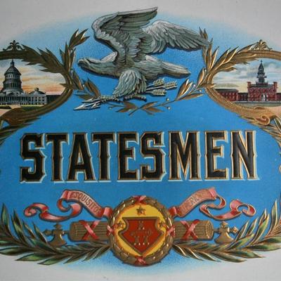 "STATESMEN" Inner Lid Cigar Box Label,