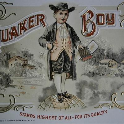 "QUAKER BOY" Inner Lid Cigar Box Label
