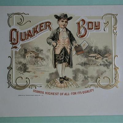 "QUAKER BOY" Inner Lid Cigar Box Label