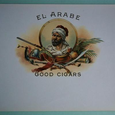 "EL ARABE - GOOD CIGARS" Inner Lid Cigar Box Label