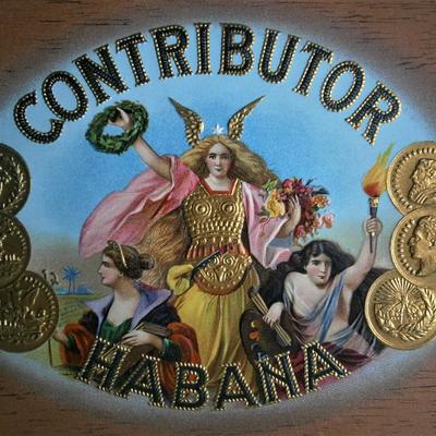 "CONTRIBUTOR HABANA" Inner Lid Cigar Box Label