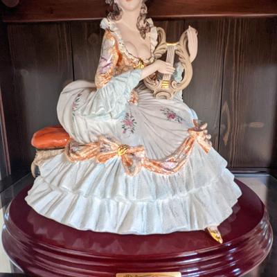 Capodimonte Sabadin Vittorio Porcelain Figurine- Seated Lady with Harp