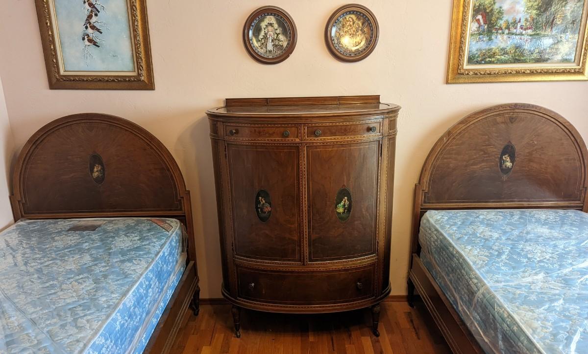 Stunning Imported Italian Bedroom Set with Marble Inlay and Hand