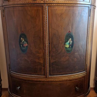 Stunning Imported Italian Bedroom Set with Marble Inlay and Hand-painted exterior details- (set of 6)