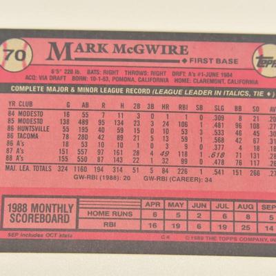 1989 Mark McGwire error Card