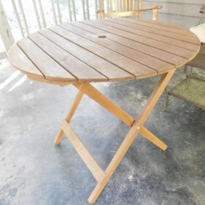 Solid Wood Patio Table with Fold Legs