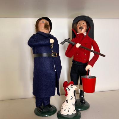 3 Byers Choice Figurines, Policeman, Fireman and Dalmation