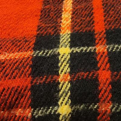 Lot 17: Vintage Red, Black & Yellow Plaid Wool Throw Blanket