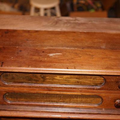 ANTIQUE TWO DRAWER SPOOL CABINET.