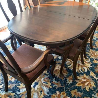 Ethan Allen Mahogany Cherry Dining Table & 6 Chairs Dining Set