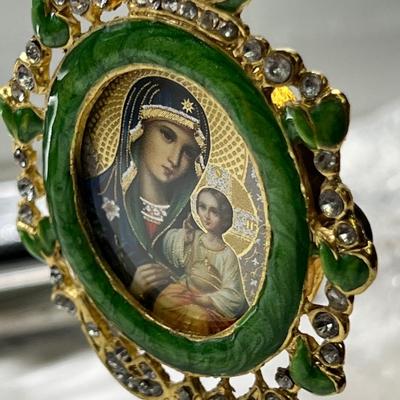 Russian Icon Madonna enamel Christmas ornament