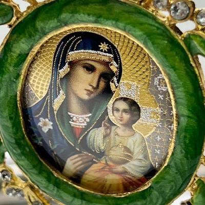 Russian Icon Madonna enamel Christmas ornament