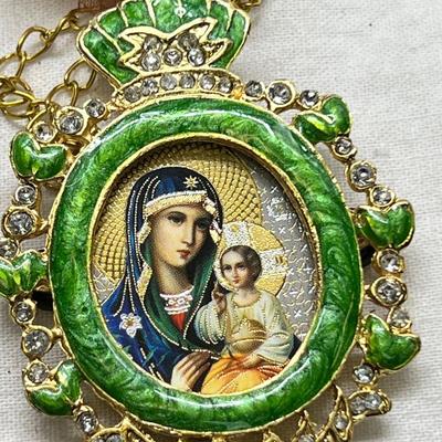 Russian Icon Madonna enamel Christmas ornament