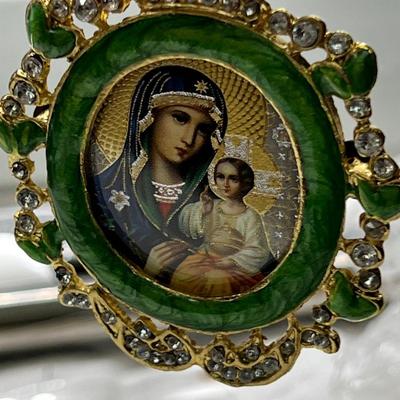 Russian Icon Madonna enamel Christmas ornament