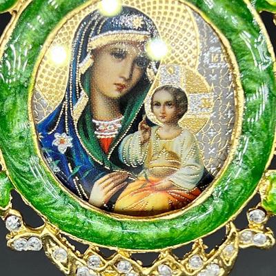 Russian Icon Madonna enamel Christmas ornament