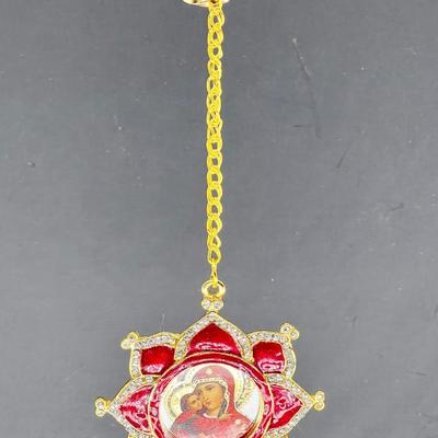 Russian Icon Madonna enamel Christmas ornament