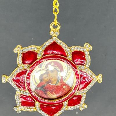 Russian Icon Madonna enamel Christmas ornament