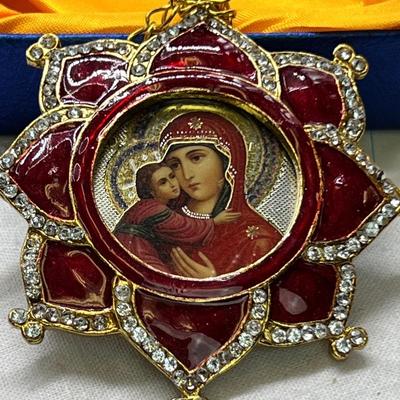 Russian Icon Madonna enamel Christmas ornament