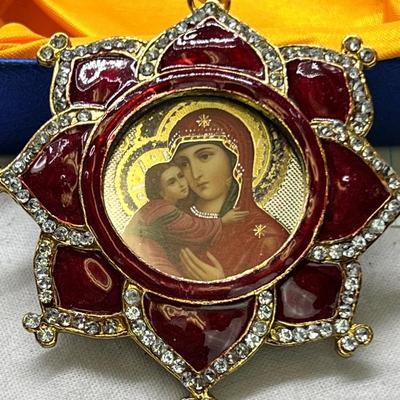 Russian Icon Madonna enamel Christmas ornament