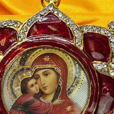 Russian Icon Madonna enamel Christmas ornament