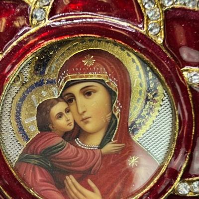 Russian Icon Madonna enamel Christmas ornament