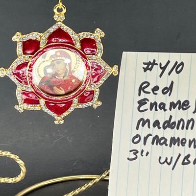 Russian Icon Madonna enamel Christmas ornament