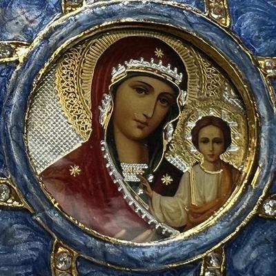 Russian Icon Madonna enamel Christmas ornament