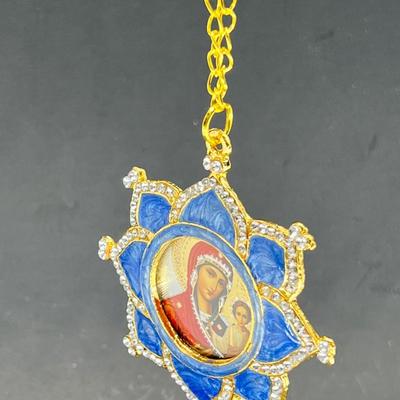 Russian Icon Madonna enamel Christmas ornament