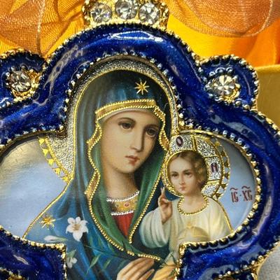 Russian Icon Madonna enamel Christmas ornament