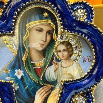 Russian Icon Madonna enamel Christmas ornament