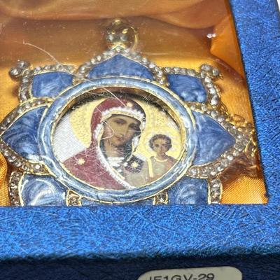Russian Icon Madonna enamel Christmas ornament