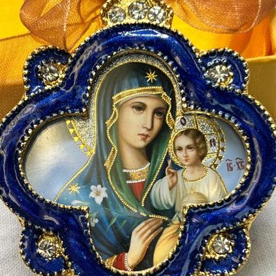 Russian Icon Madonna enamel Christmas ornament