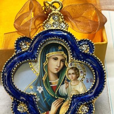 Russian Icon Madonna enamel Christmas ornament