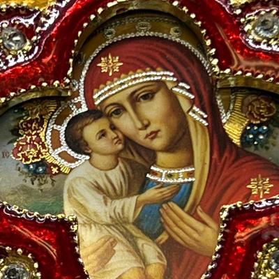 Russian Icon Madonna enamel Christmas ornament