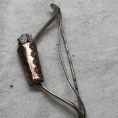 Sterling silver and copper bow pin