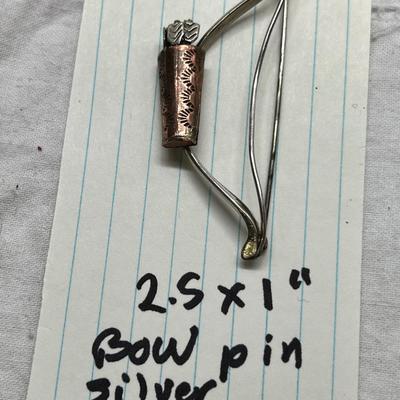 Sterling silver and copper bow pin