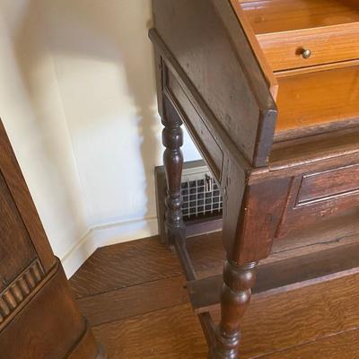 Moroccan flip-top desk in dark mahogany