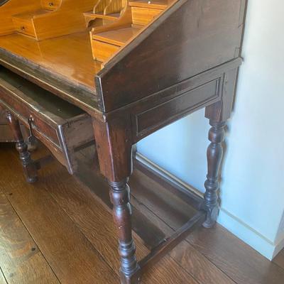 Moroccan flip-top desk in dark mahogany