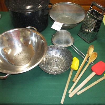 Various Kitchenware-Strainers, Enamel Pot