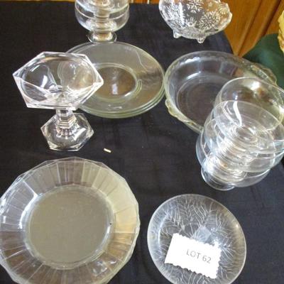 Various glass plates. Sherbet bowls