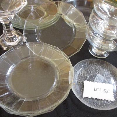 Various glass plates. Sherbet bowls