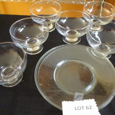 Various glass plates. Sherbet bowls