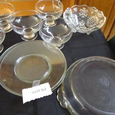 Various glass plates. Sherbet bowls