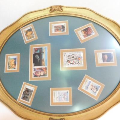 Collection of 10 Salvador Dali World Postage Stamps Encased in Bubble Glass Wall Display